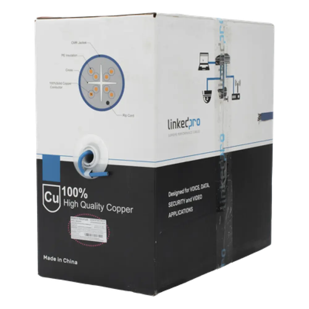 Bobina de Cable U/UTP Cat6A / 305 m (1000 ft) / 10G-BaseT / 500 MHz / Calibre 23 AWG / CMR / 100% Cobre