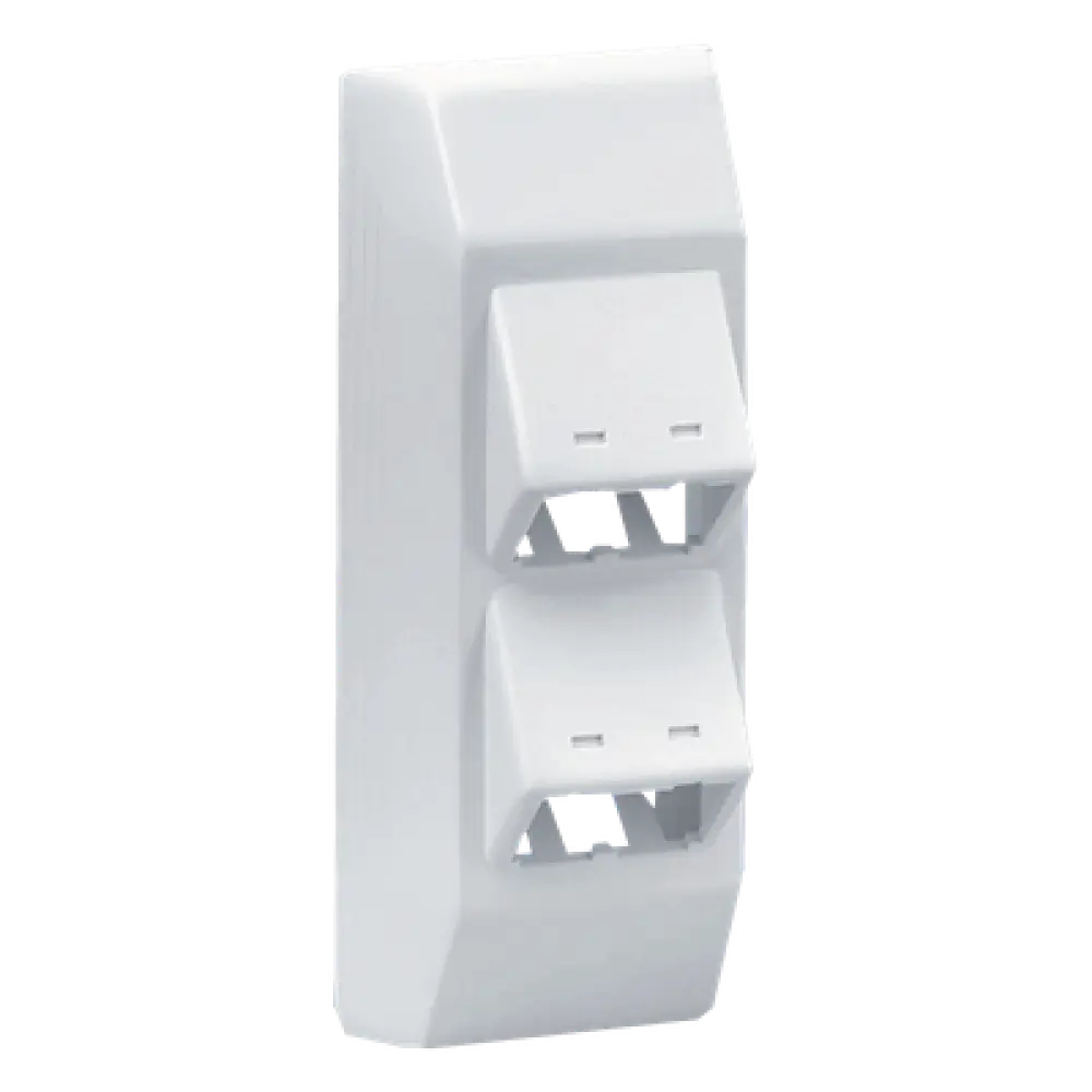 Soporte de 4 Puertos Mini-Com / Bisagras a Presión / Para Canaleta T45 / PVC Rígido / UL94V-0 / Blanco Mate