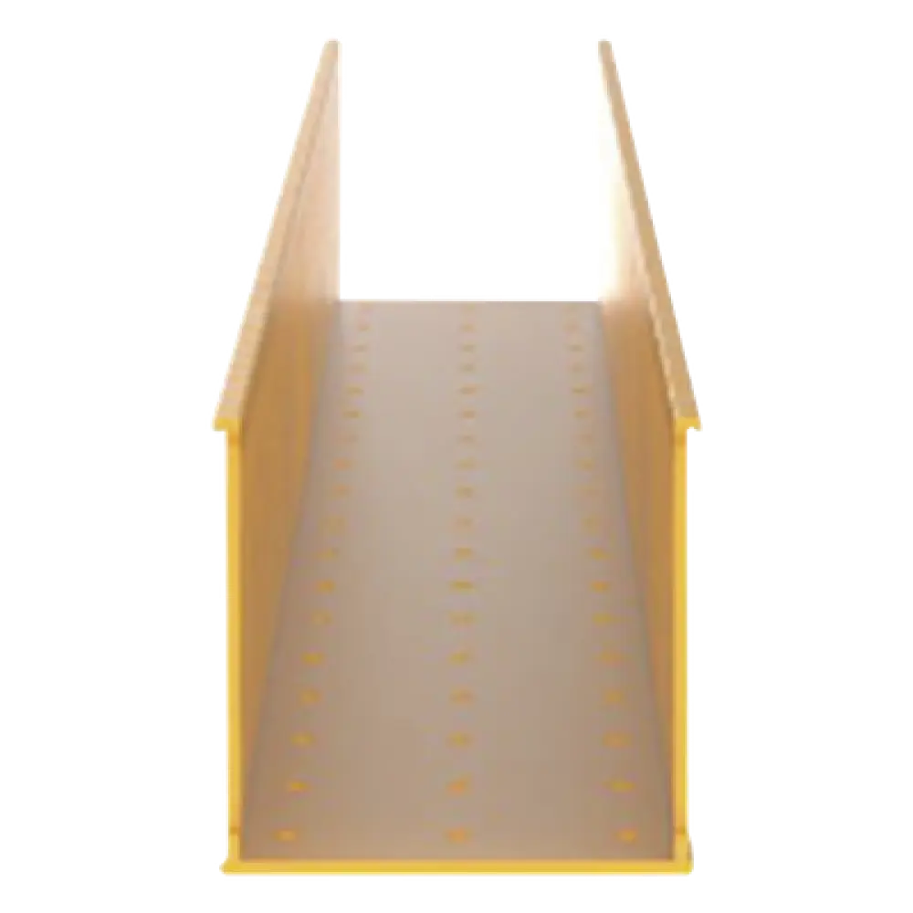 Canaleta Ranurada para Fibra Óptica / 4 in Ancho x 4 in Alto / 1828.8 mm Largo / PVC Rígido / Color Amarillo / UL 2024a