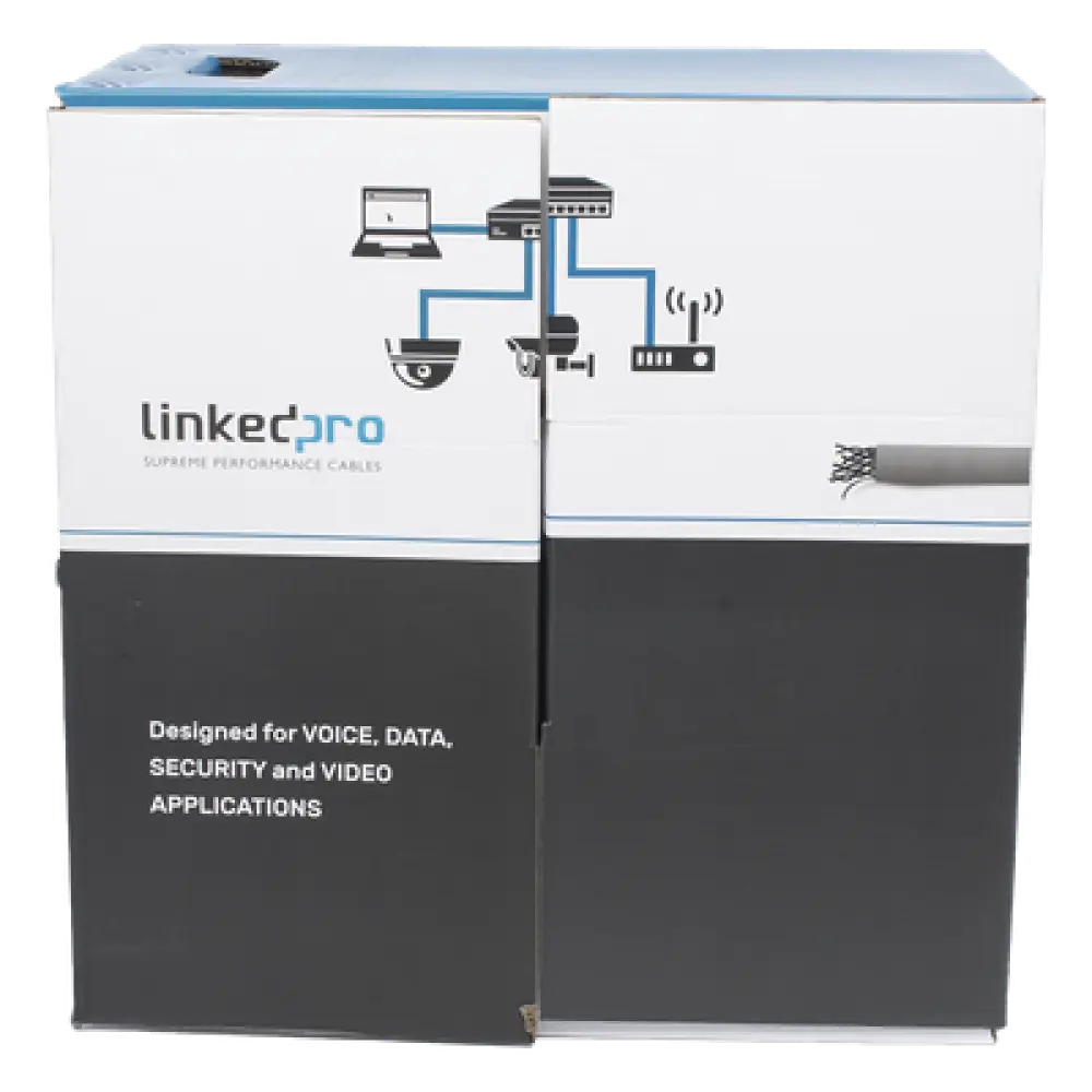 Bobina de Cable Cat5e / 305 m (1000 pies) / 24 AWG UTP / CCA / 100 MHz / Gris / Interior
