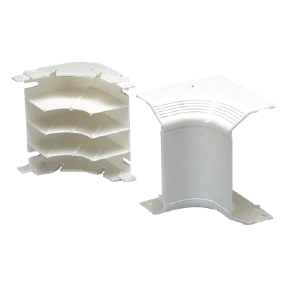 Esquinero Interior para Canaleta / PVC Rígido / Doble Cara / Radio de Curvatura 1 in / UL94V-0 / Blanco Mate