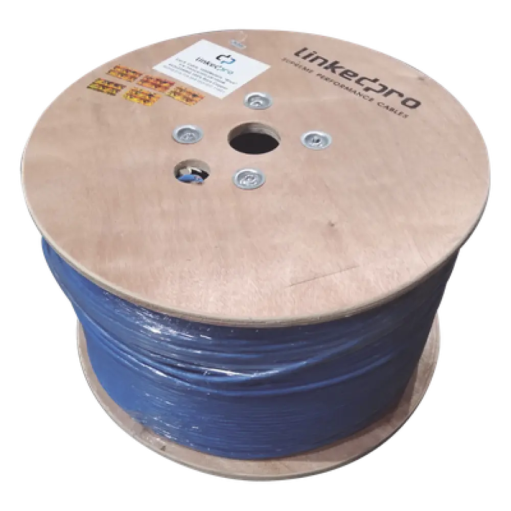 Bobina de Cable Cat6+ / 1000m (3280.84 ft) / Calibre 23 AWG / 250 MHz / Sin Blindaje / PVC CM / Azul