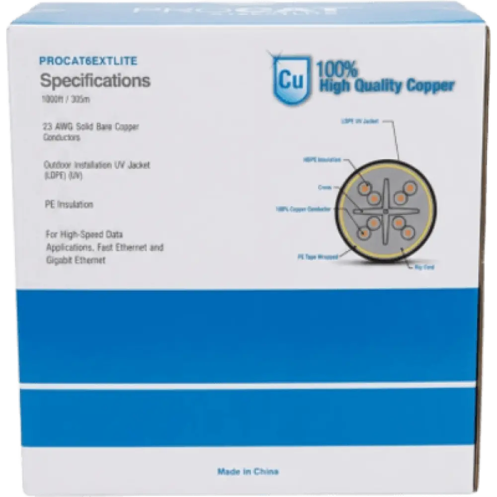Cable UTP Cat6+ / 305 m (1000 ft) / Calibre 23 AWG / Intemperie / Sin Blindar / Gigabit Ethernet