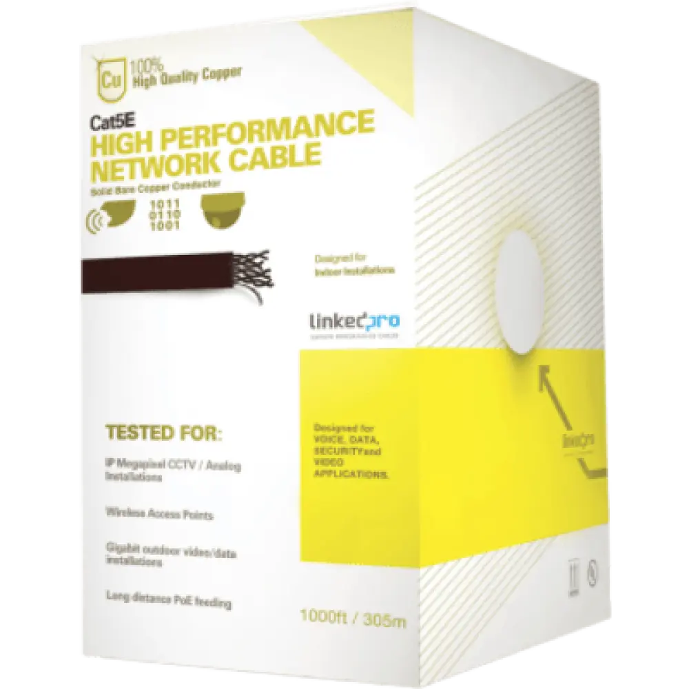 Bobina de Cable UTP / Cat5e / 305 m (1000 ft) / 24 AWG / 100% Cobre / Interior / PoE / Blanco