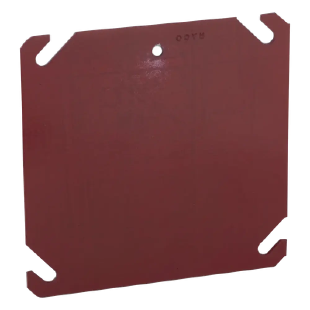 Tapa Plana para Caja Eléctrica / Acero Galvanizado / 4 x 4 x 0.063 in / Color Rojo / cUL Listado