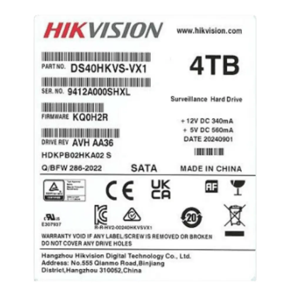 Disco Duro para Videovigilancia / 4 TB / 5400 RPM / SATA 6 Gb/s / 32 Canales HD / 180 TB Carga Anual / 24x7