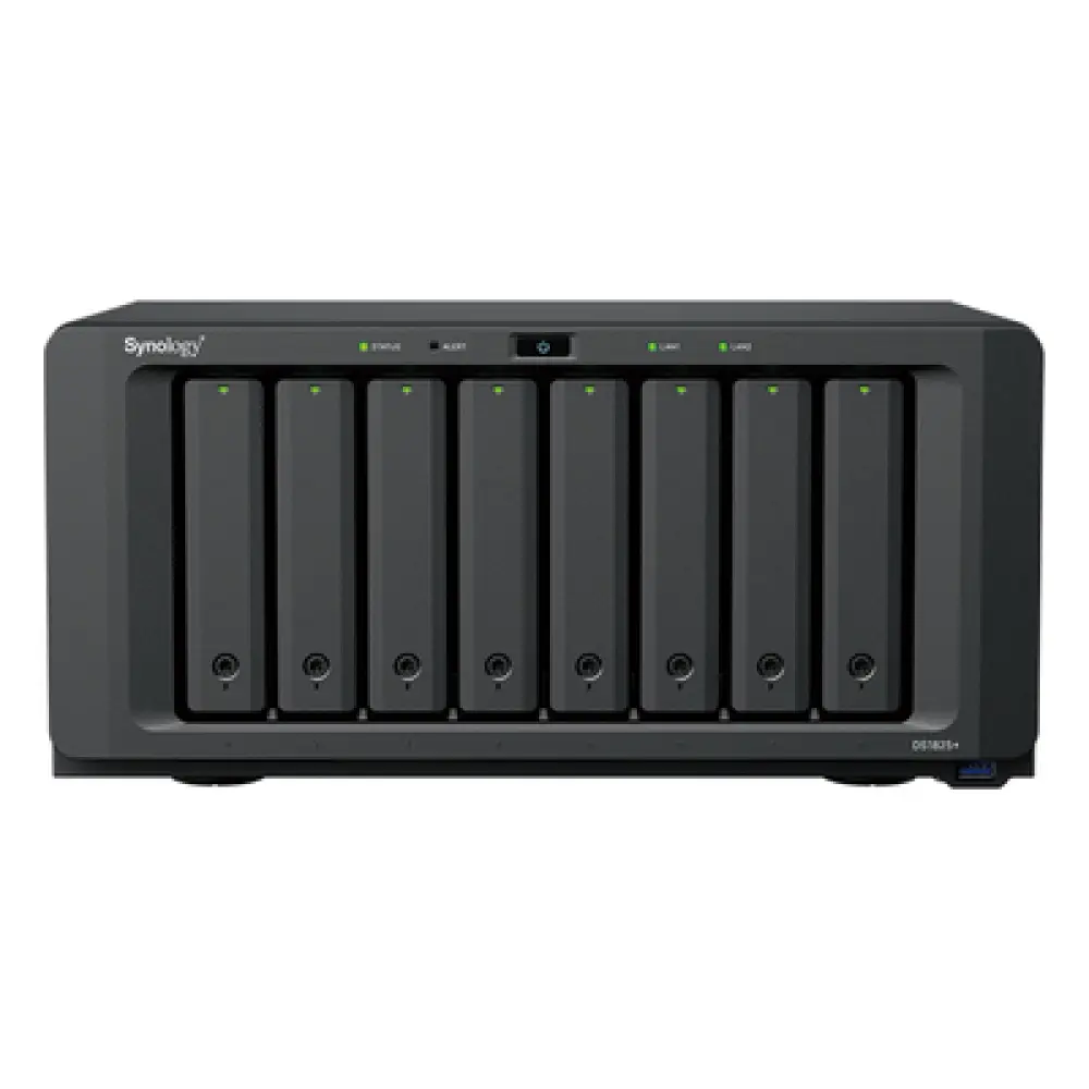NAS Empresarial / 8 Bahías / AMD Ryzen V1500B / 8 GB DDR4 ECC / 2 Puertos 2.5GbE / Expansión 10GbE/25GbE / Caché M.2 NVMe / Lectura 2,239 MB/s