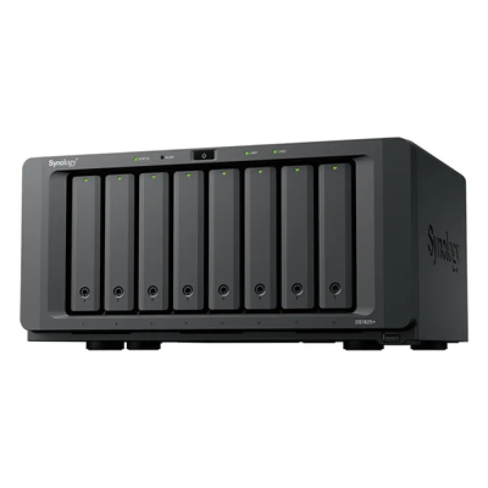 NAS Empresarial / 8 Bahías / AMD Ryzen V1500B / 8 GB DDR4 ECC / 2 Puertos 2.5GbE / Expansión 10GbE/25GbE / Caché M.2 NVMe / Lectura 2,239 MB/s