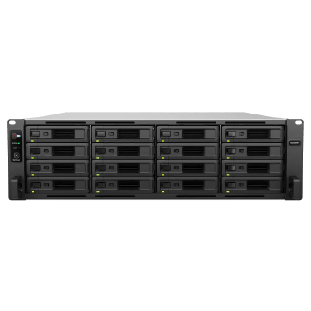 Servidor NAS Rack / 16 Bahías Intercambiables / 3U / Rendimiento 3,519/1,790 MB/s / 10GbE Integrado / Fuentes Duales en Caliente / Expansible a 28 Bahías / Hasta 560 TB