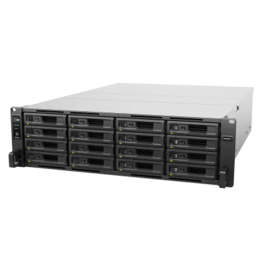 Servidor NAS Rack / 16 Bahías Intercambiables / 3U / Rendimiento 3,519/1,790 MB/s / 10GbE Integrado / Fuentes Duales en Caliente / Expansible a 28 Bahías / Hasta 560 TB
