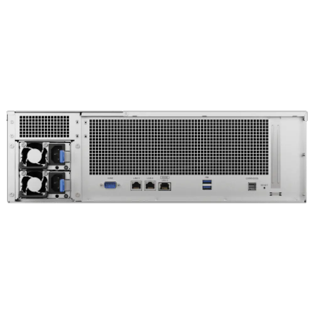 Servidor NAS Rack / 16 Bahías Intercambiables / 3U / Rendimiento 3,519/1,790 MB/s / 10GbE Integrado / Fuentes Duales en Caliente / Expansible a 28 Bahías / Hasta 560 TB