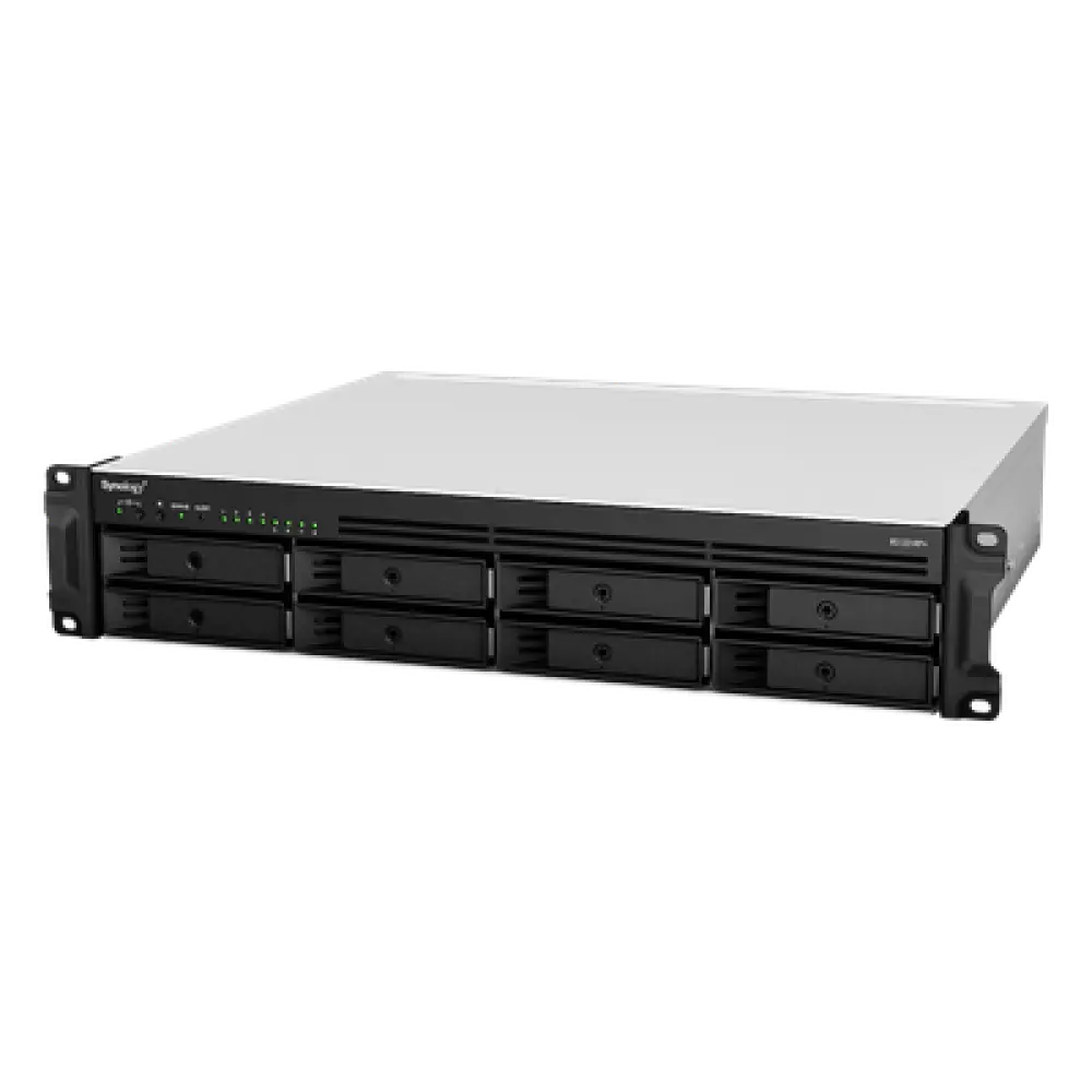 Servidor NAS Rack / 8 Bahías Expandible a 12 / CPU AMD Ryzen V1500B / 4 GB DDR4 ECC Hasta 32 GB / 10/25GbE SFP28 / Lectura 2,315 MB/s / Escritura 1,147 MB/s