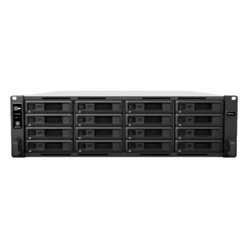 Servidor NAS Rack / 16 Bahías / Intel Xeon D-1541 8 Núcleos / 16 GB DDR4 ECC Ampliable a 64 GB / 403,000 IOPS / 6,200 MB/s Lectura / RAID F1 / Doble Fuente Redundante