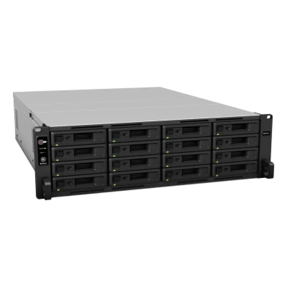 Servidor NAS Rack / 16 Bahías / Intel Xeon D-1541 8 Núcleos / 16 GB DDR4 ECC Ampliable a 64 GB / 403,000 IOPS / 6,200 MB/s Lectura / RAID F1 / Doble Fuente Redundante