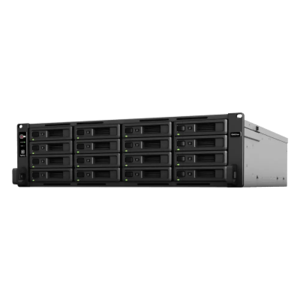 Servidor NAS Rack / 16 Bahías / Intel Xeon D-1541 8 Núcleos / 16 GB DDR4 ECC Ampliable a 64 GB / 403,000 IOPS / 6,200 MB/s Lectura / RAID F1 / Doble Fuente Redundante