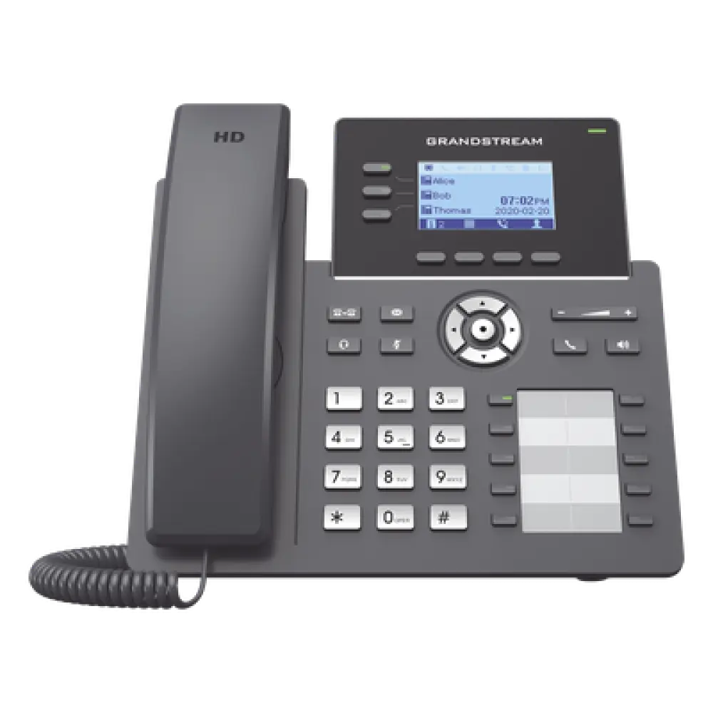 Teléfono IP Carrier-Grade / 3 Líneas SIP / 6 Cuentas / 10 Botones BLF / Gigabit PoE / Codecs Opus / IPv4/IPv6 / Gestión en la Nube