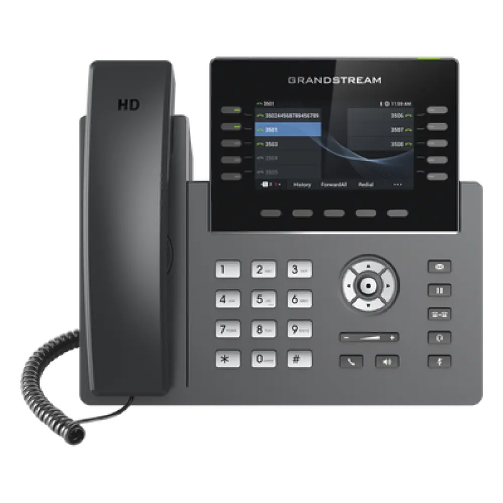 Teléfono IP / 10 Líneas SIP / 5 Cuentas / Pantalla 4.3" / Wi-Fi 5 Dual Band / Bluetooth / PoE Gigabit / 40 Teclas BLF
