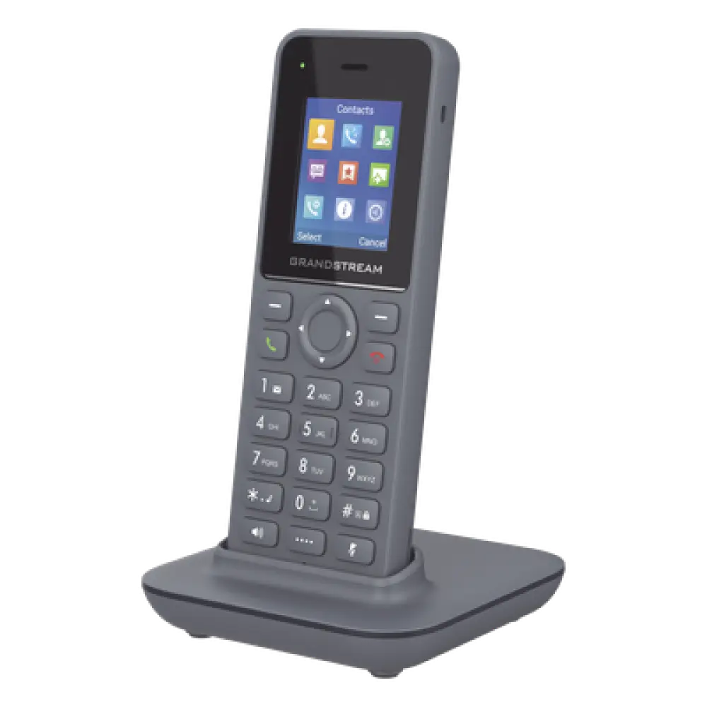 Teléfono IP Inalámbrico DECT / Alcance 400 m (1312.3 ft) Exteriores / 20 Cuentas SIP / Audio Full HD / Pantalla Color 1.8 pulgadas / 50 Horas Conversación