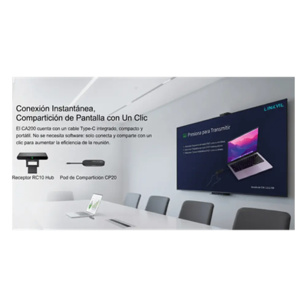 Kit de Conferencia Inalámbrica / Transmisión 4K/30fps / 4 Dispositivos Simultáneos / Alcance 10 m (32.8 ft) / Plug & Play / Multiplataforma