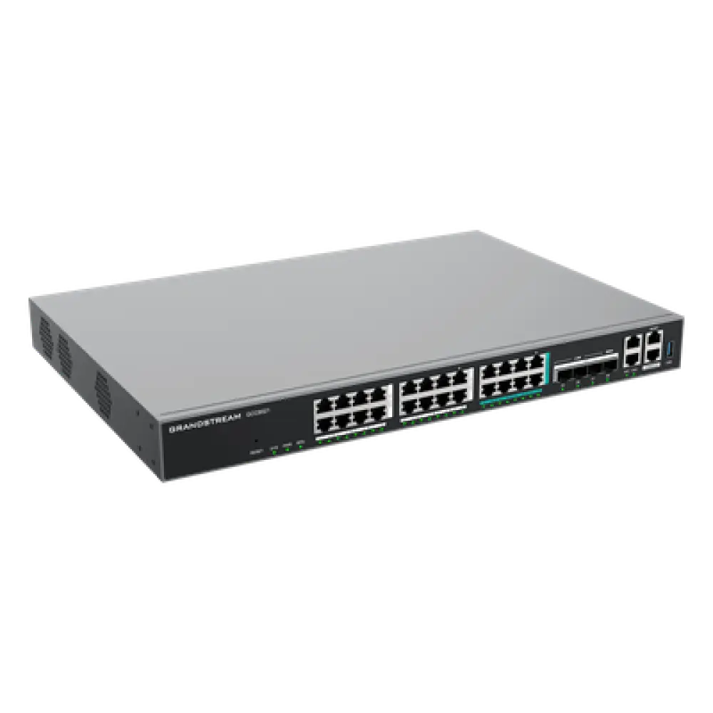 Router Todo-en-Uno / 50 Extensiones PBX / Firewall NGFW 9 Gbps / VPN IPsec 1.3 Gbps / 4x SFP+ 10 GbE / 8x 2.5 GbE / 16x GbE / Gestión en la Nube