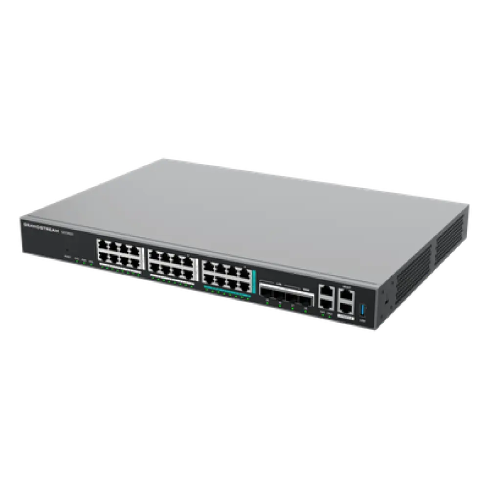 Router Todo-en-Uno / 50 Extensiones PBX / Firewall NGFW 9 Gbps / VPN IPsec 1.3 Gbps / 4x SFP+ 10 GbE / 8x 2.5 GbE / 16x GbE / Gestión en la Nube