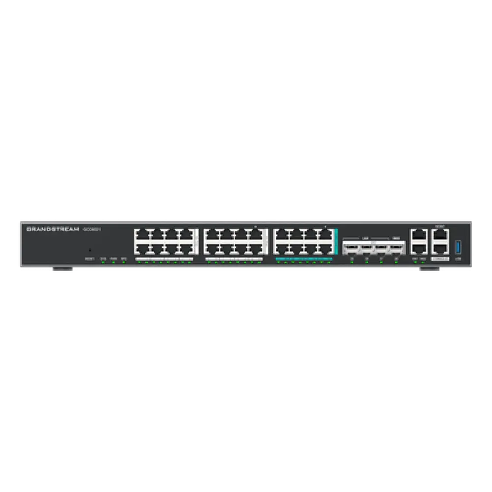 Router Todo-en-Uno / 50 Extensiones PBX / Firewall NGFW 9 Gbps / VPN IPsec 1.3 Gbps / 4x SFP+ 10 GbE / 8x 2.5 GbE / 16x GbE / Gestión en la Nube