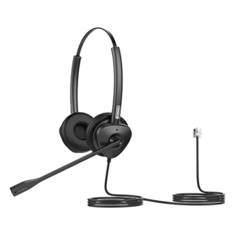 Diadema Binaural Profesional / Audio HD Wideband 50 Hz - 8 kHz / Cancelación Pasiva de Ruido / Conexión RJ9 / Brazo Ajustable 260° / Peso 95 g