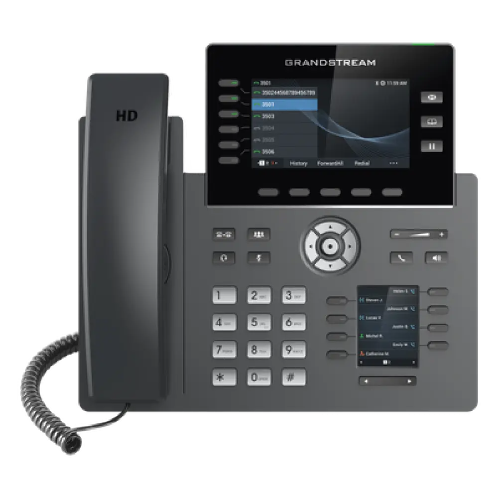 Teléfono IP / 6 Líneas SIP / Wi-Fi 5 Dual Band / Bluetooth 5.0 / Pantalla 4.3" / 48 Teclas MPK / PoE / Audio HD Opus