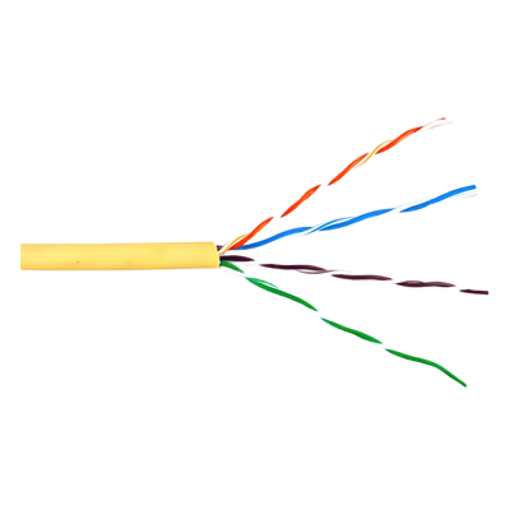 Bobina de Cable UTP Cat6 Riser / 305m (1000 pies) / Color Amarillo / UL CMR / Probado a 350 MHz / 23 AWG Cobre Sólido / -20°C a 75°C / CCTV, Datos, IP, RS485