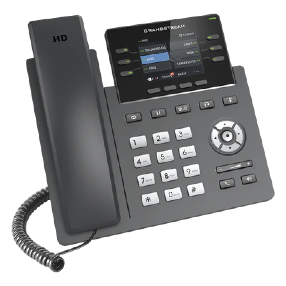 Teléfono IP / 3 Líneas SIP / 6 Cuentas / Pantalla 2.4" / PoE / Gigabit / Audio HD Opus