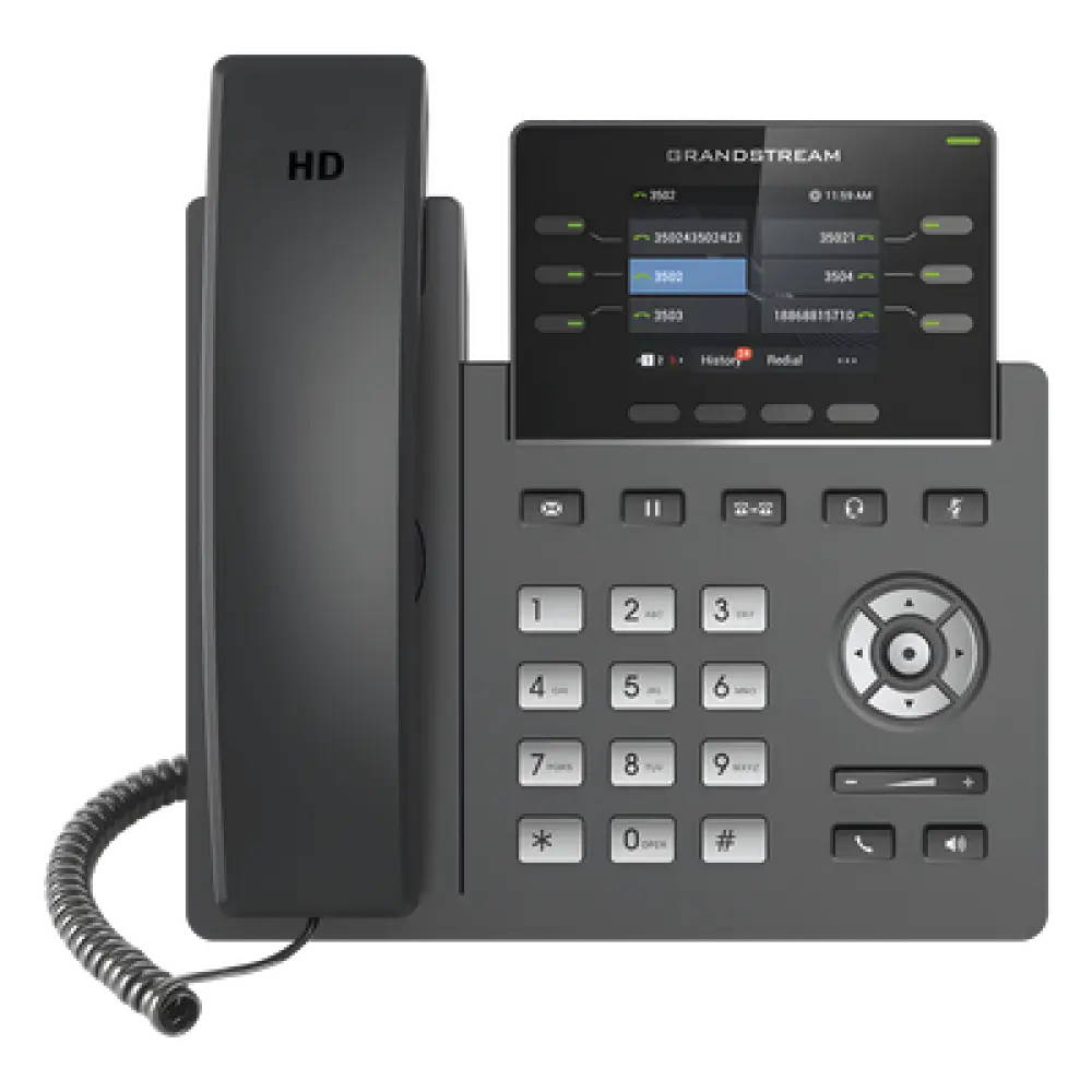 Teléfono IP / 3 Líneas SIP / 6 Cuentas / Pantalla 2.4" / PoE / Gigabit / Audio HD Opus