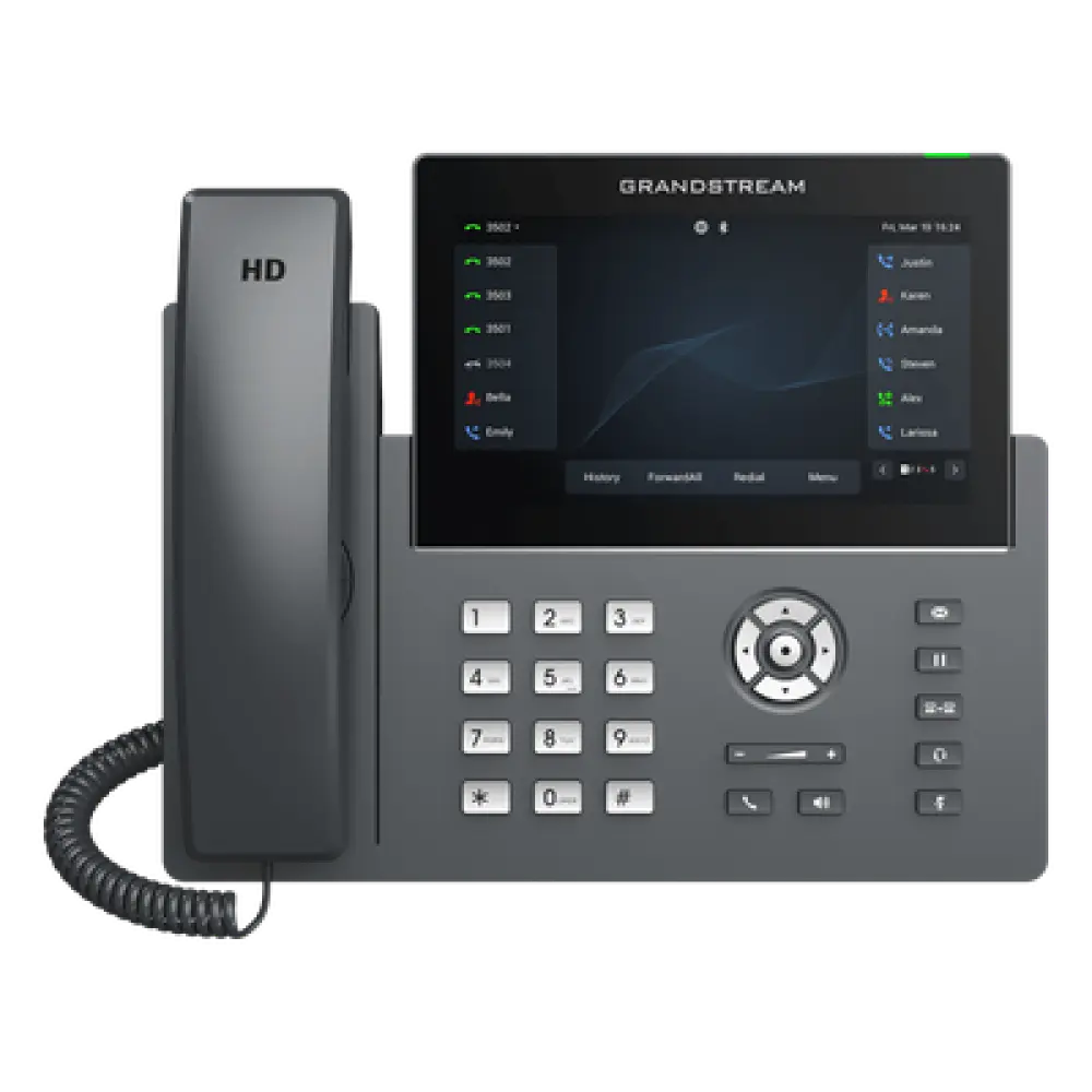 Teléfono IP / 12 Líneas SIP / 6 Cuentas / Pantalla Táctil 7" / Wi-Fi Dual Band / PoE Gigabit / Bluetooth / Audio HD Opus