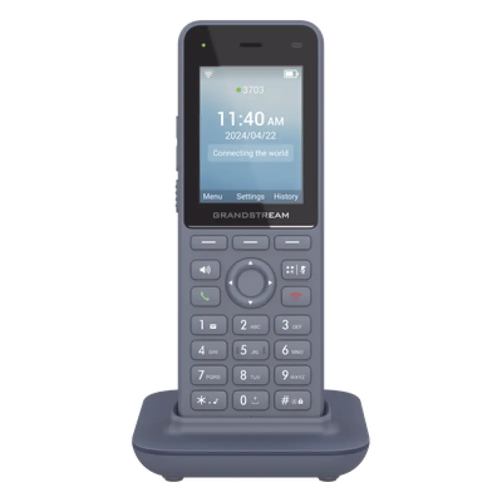 Teléfono IP Inalámbrico / Wi-Fi 6 Dual Band / 3 Cuentas SIP / 3 Líneas / Voz HD / Bluetooth / Pantalla 2.4" / Batería 3000 mAh