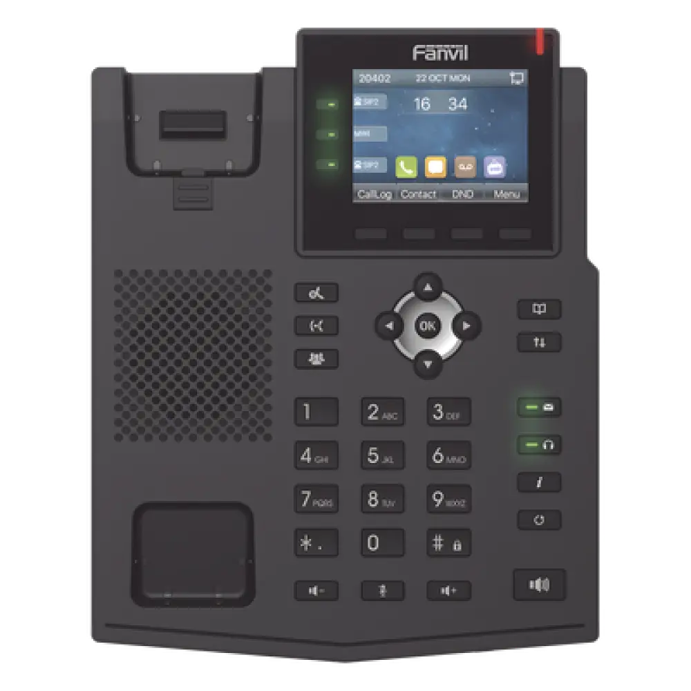 Teléfono IP / 6 Líneas SIP / Pantalla LCD Color 2.8" / Audio HD / Conferencia 3 Vías / Puertos Gigabit / PoE 802.3af