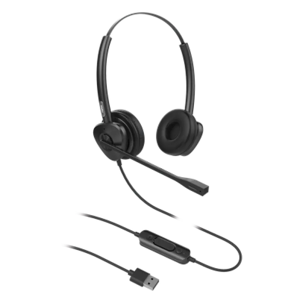 Diadema USB / Binaural / Cancelación de Ruido ENC / Audio HD / Micrófono Dual / Plug & Play