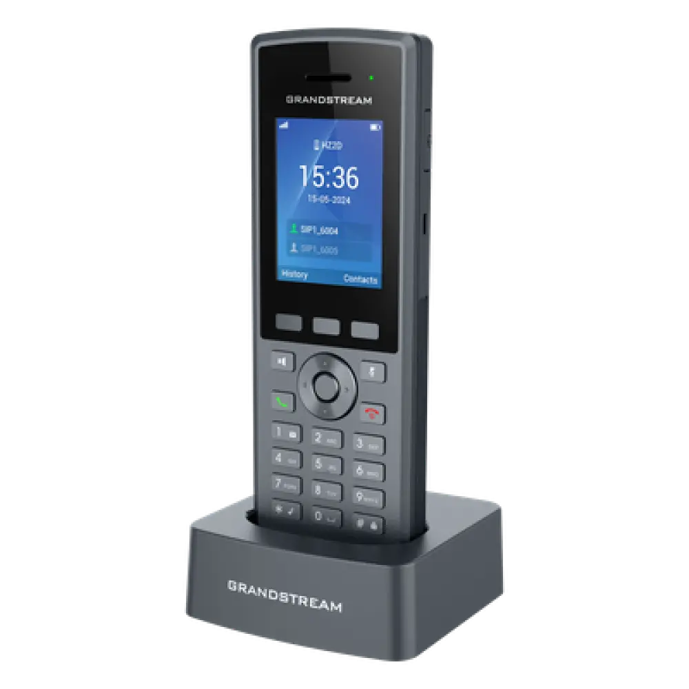 Teléfono IP Inalámbrico DECT / Alcance 400 m (1312.3 ft) Exteriores / IP67 / 20 Cuentas SIP / Pantalla TFT LCD 2.4 Pulgadas / Audio Full HD / Batería 2000 mAh