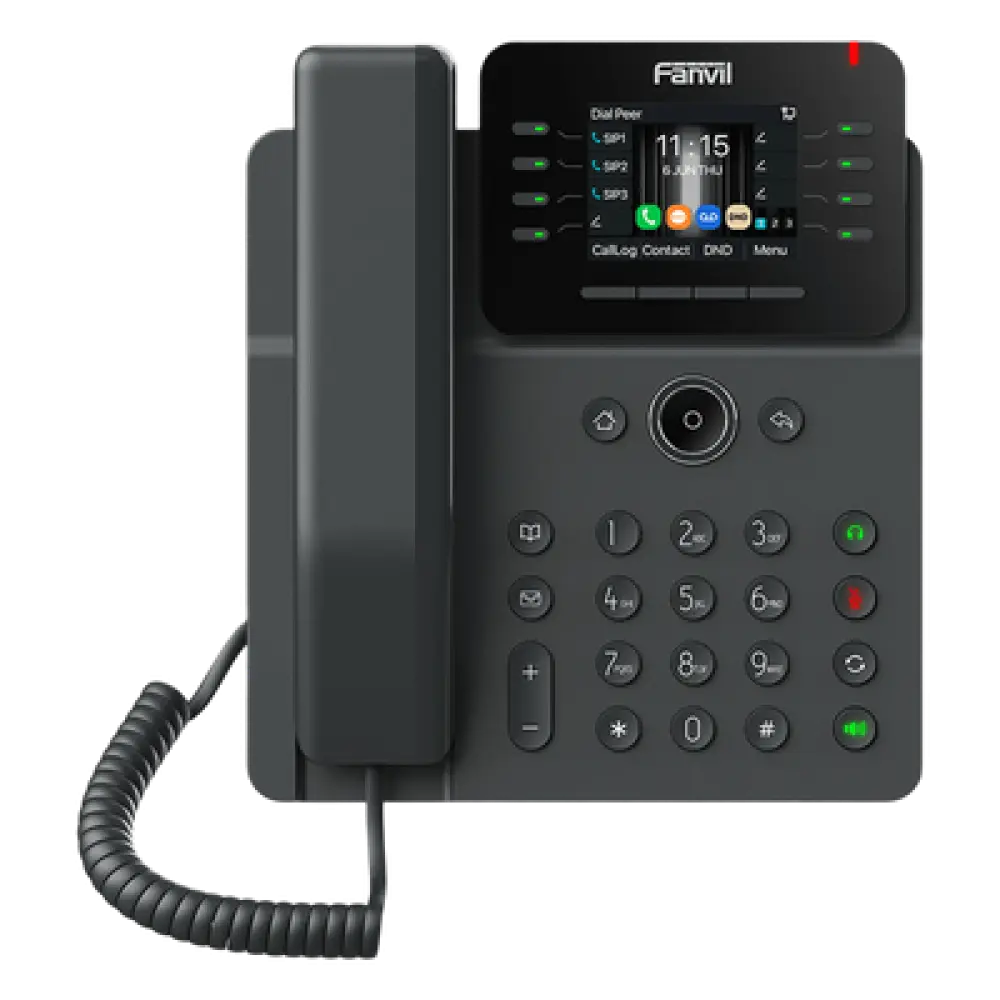 Teléfono IP Empresarial / 12 Líneas SIP / Pantalla 2.8" HD / Audio HD G.722 y Opus / Conferencia 6 Vías / Dual Gigabit / PoE