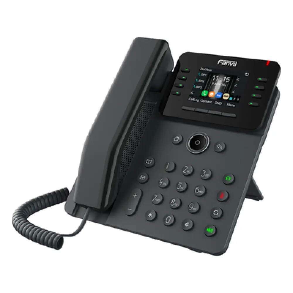 Teléfono IP Empresarial / 12 Líneas SIP / Pantalla 2.8" HD / Audio HD G.722 y Opus / Conferencia 6 Vías / Dual Gigabit / PoE