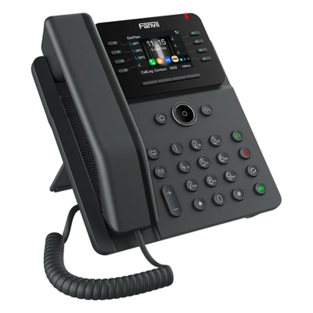 Teléfono IP Empresarial / 12 Líneas SIP / Pantalla 2.8" HD / Audio HD G.722 y Opus / Conferencia 6 Vías / Dual Gigabit / PoE