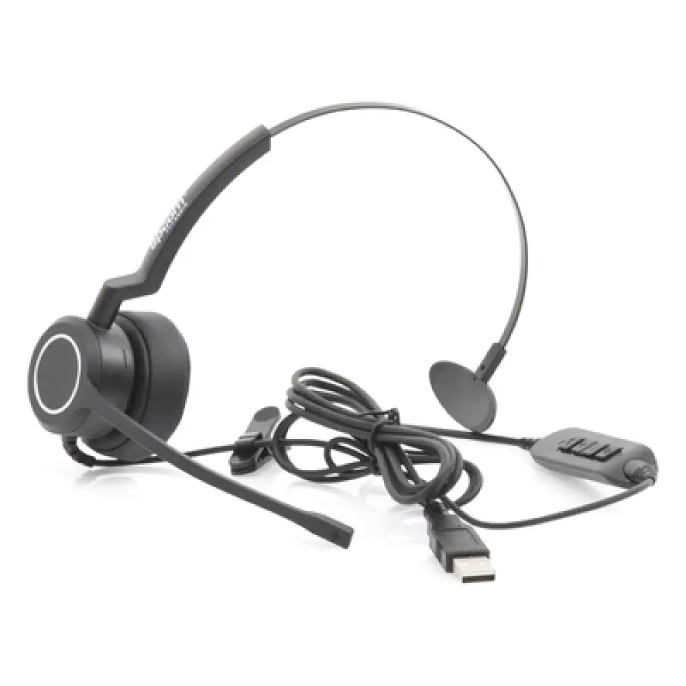 Auriculares USB / Mono / Audio HD / Micrófono Cardioide con Cancelación de Ruido / Diadema Ajustable / 58 g