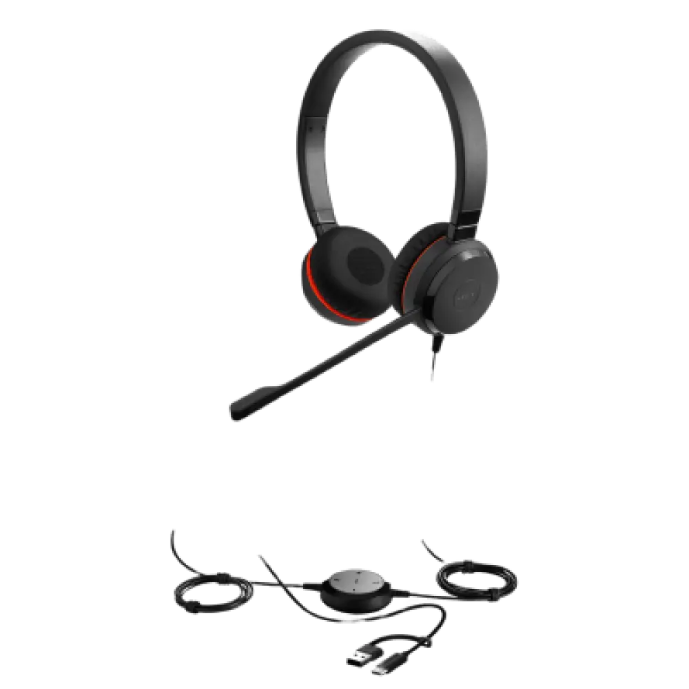 Auricular Profesional UC / Cancelación de Ruido Avanzada / Conexión Dual USB-C/A y 3.5 mm / Micrófono con Supresión de Ruido de Fondo / Controlador en Cable con LED / Almohadillas para Uso Prolongado