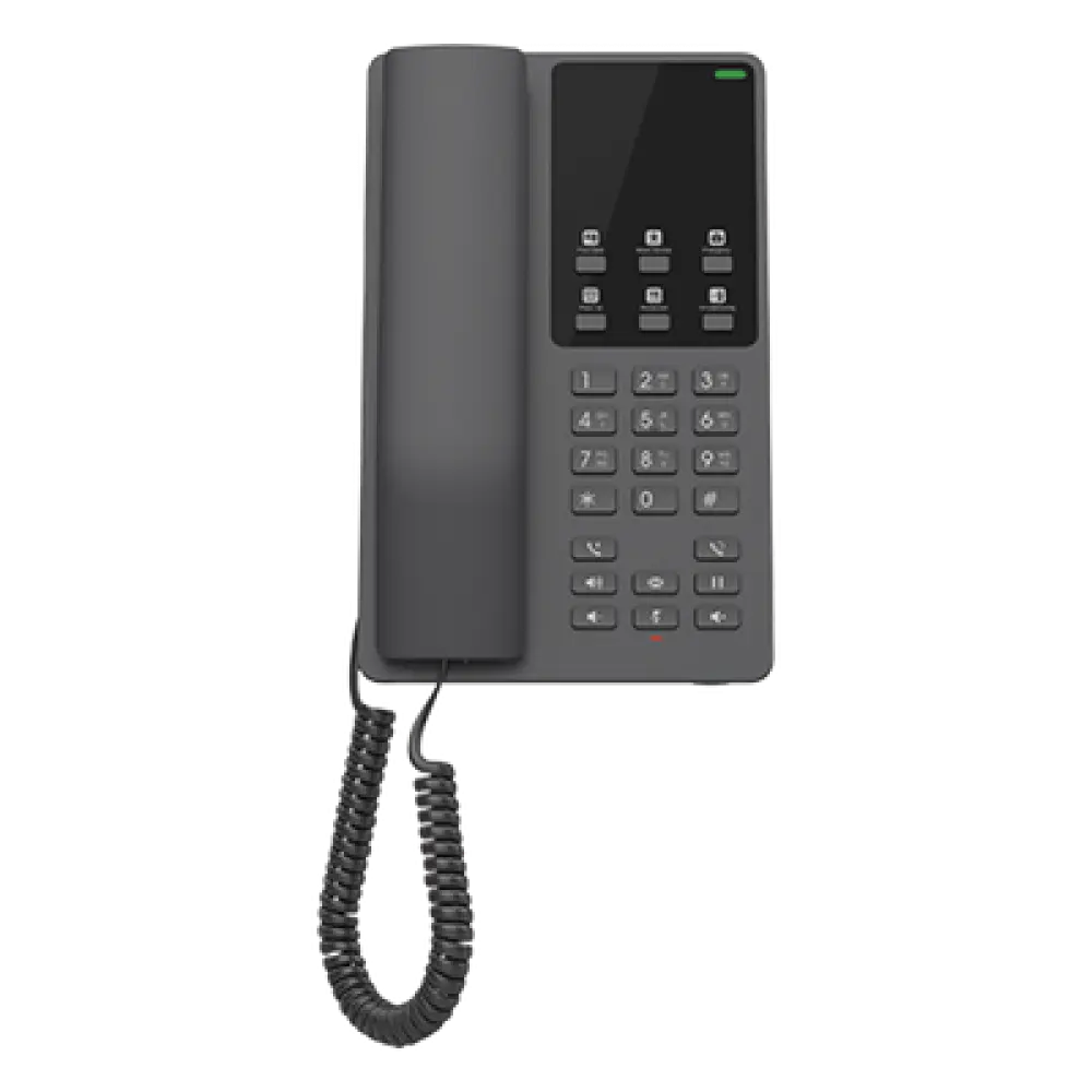 Teléfono IP Hotelero / Wi-Fi Dual Band 802.11ac / 2 Líneas SIP / Audio HD Opus / 6 Teclas Programables / 10 Marcación Rápida / Gestión en la Nube