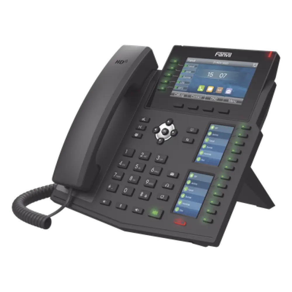 Teléfono IP Empresarial / 20 Líneas SIP / Triple Pantalla Color / Puertos Gigabit / PoE / Bluetooth / Opus