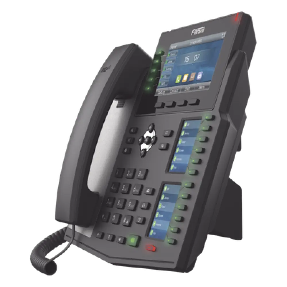 Teléfono IP Empresarial / 20 Líneas SIP / Triple Pantalla Color / Puertos Gigabit / PoE / Bluetooth / Opus