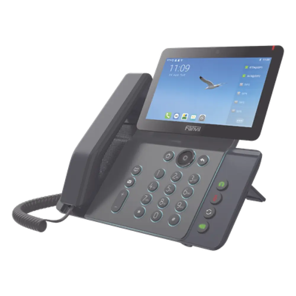 Videoteléfono IP / 20 Líneas SIP / Pantalla 7" Ajustable / Android 9.0 / Conferencia 10 Vías / Teclado Retroiluminado / PoE