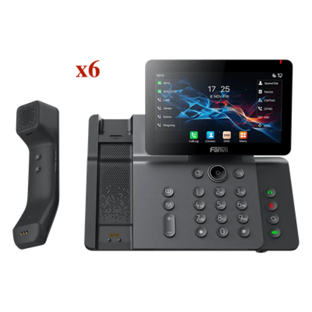 Teléfono IP Empresarial / Pantalla Táctil IPS 7' / Wi-Fi 6 Dual-Band / Bluetooth 5.4 / Micrófono Inalámbrico / 20 Líneas SIP / Videollamadas HD 1080p