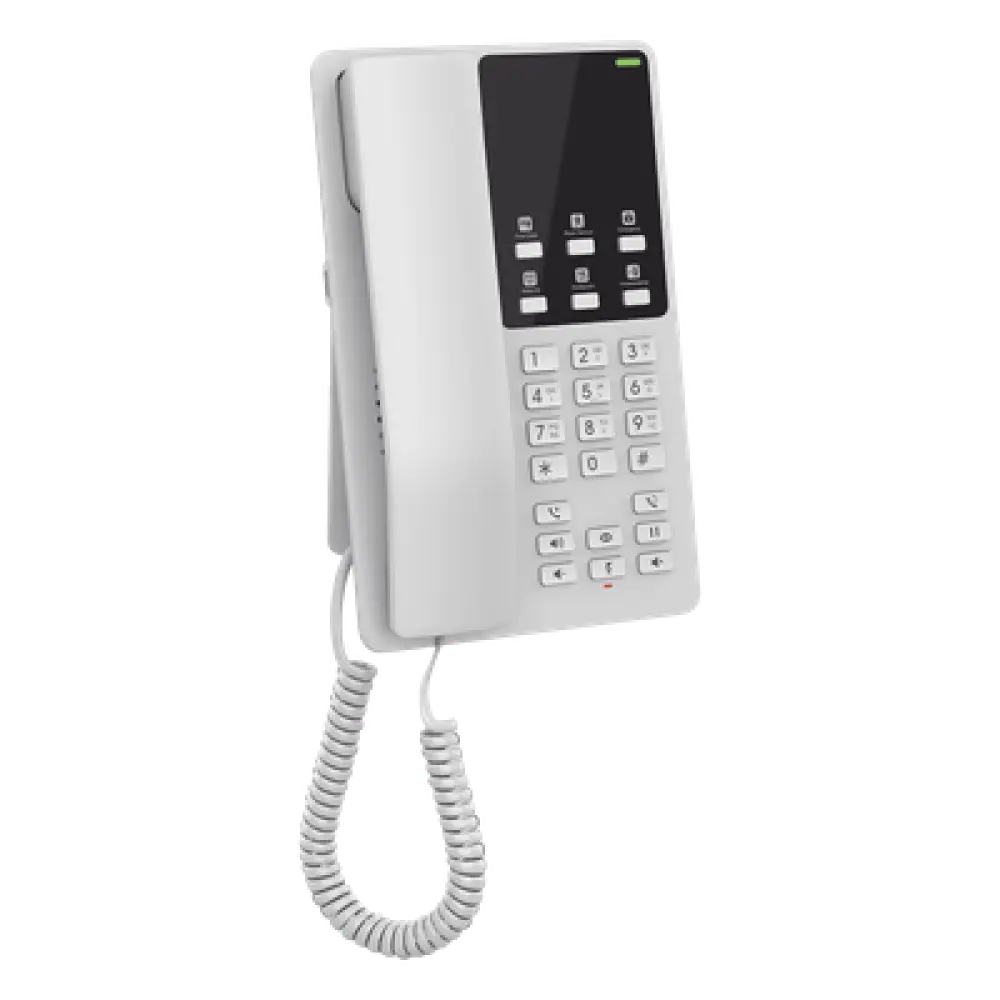 Teléfono IP Hotelero / Wi-Fi Dual Band 2.4/5 GHz / 2 Líneas SIP / Audio HD Opus / Resiliencia 30% Pérdida de Paquetes / Montaje en Pared
