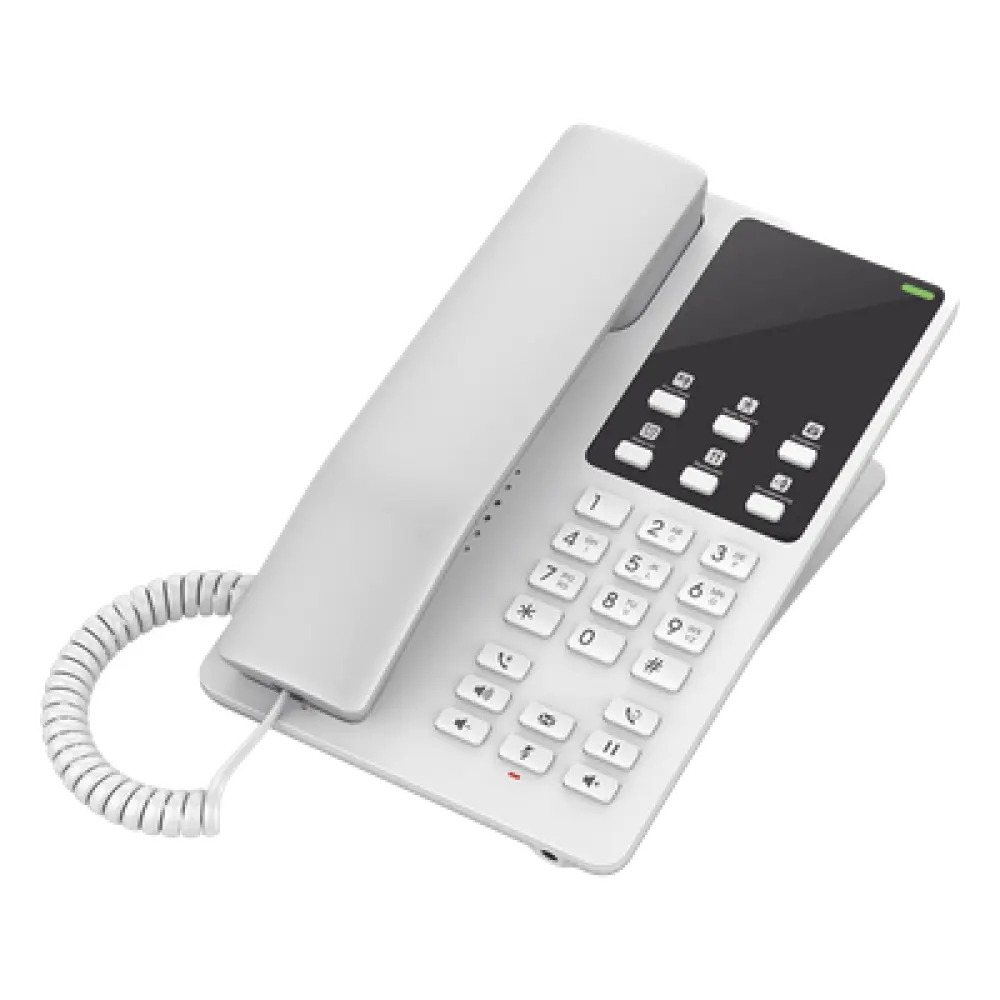 Teléfono IP Hotelero / Wi-Fi Dual Band 2.4/5 GHz / 2 Líneas SIP / Audio HD Opus / Resiliencia 30% Pérdida de Paquetes / Montaje en Pared