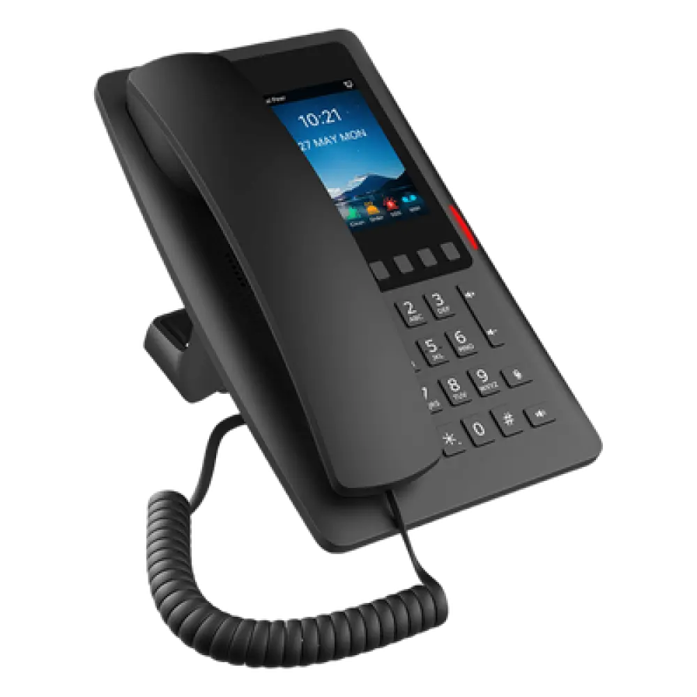Teléfono IP Hotelero Wi-Fi 6 / Pantalla IPS 3.5" 320x480 / 2 Líneas SIP / 5 Teclas Programables / Puerto USB-A / PoE 802.3af / Audio HD / Diseño Negro