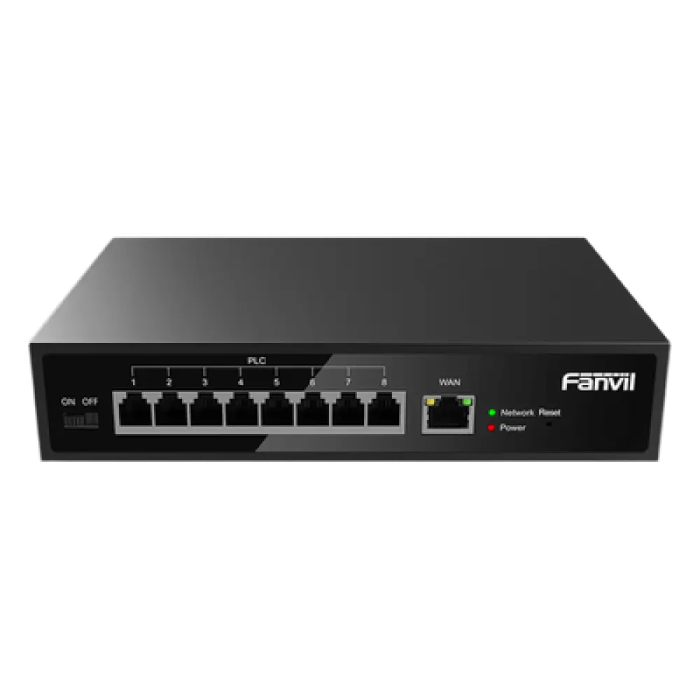 Switch PoE de 2 Hilos / 8 Puertos RJ11 / Alcance 300 m (984.3 ft) / Entrada 100V~240V / Salida 80W / Reutiliza Cableado PSTN